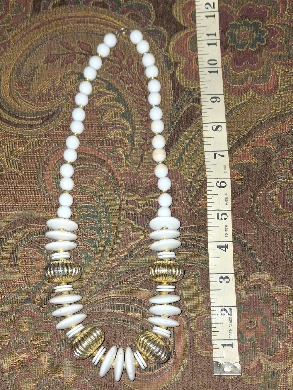 Tracy Lynn White and Gold Bead Necklace - Women Jewelry